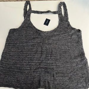 American Eagle sweater tank, bar back, crochet detail, charcoal, size L; ⭐️NWT⭐️